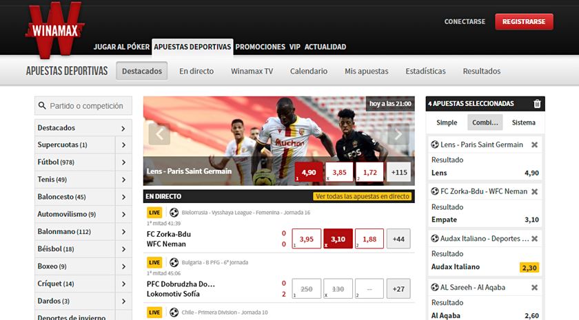Apuestas deportivas en directo