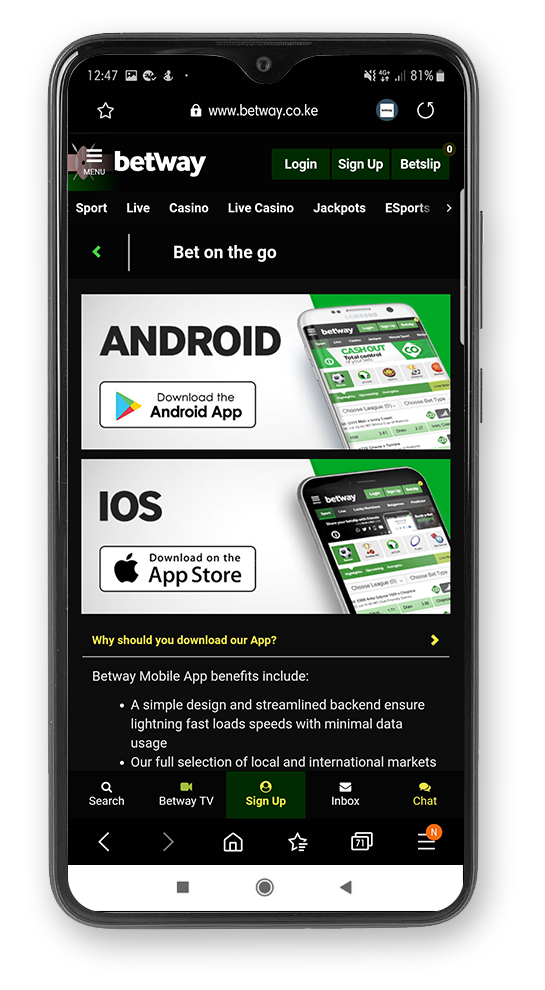 Betway España App para Móvil