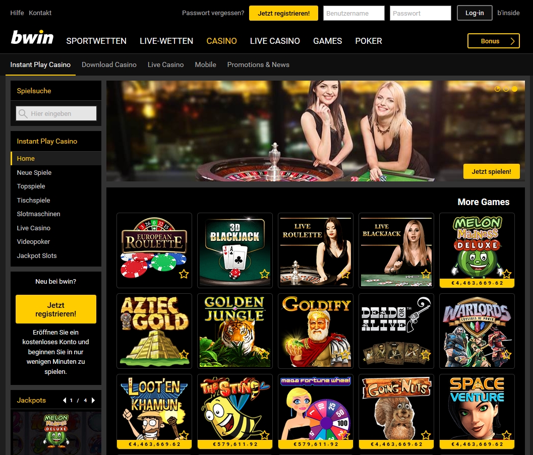 Casino bwin con Juegos en Vivo y Tragaperras Para España
