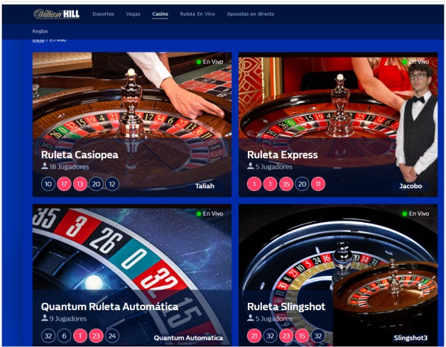 Casino con crupier en vivo de William Hill