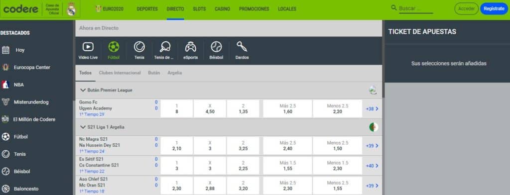 Cómo funcionan los partidos en directo Codere