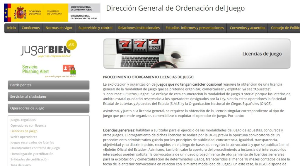En España el juego y las apuestas están regulados por la DGOJ (Dirección General de Ordenación del Juego)