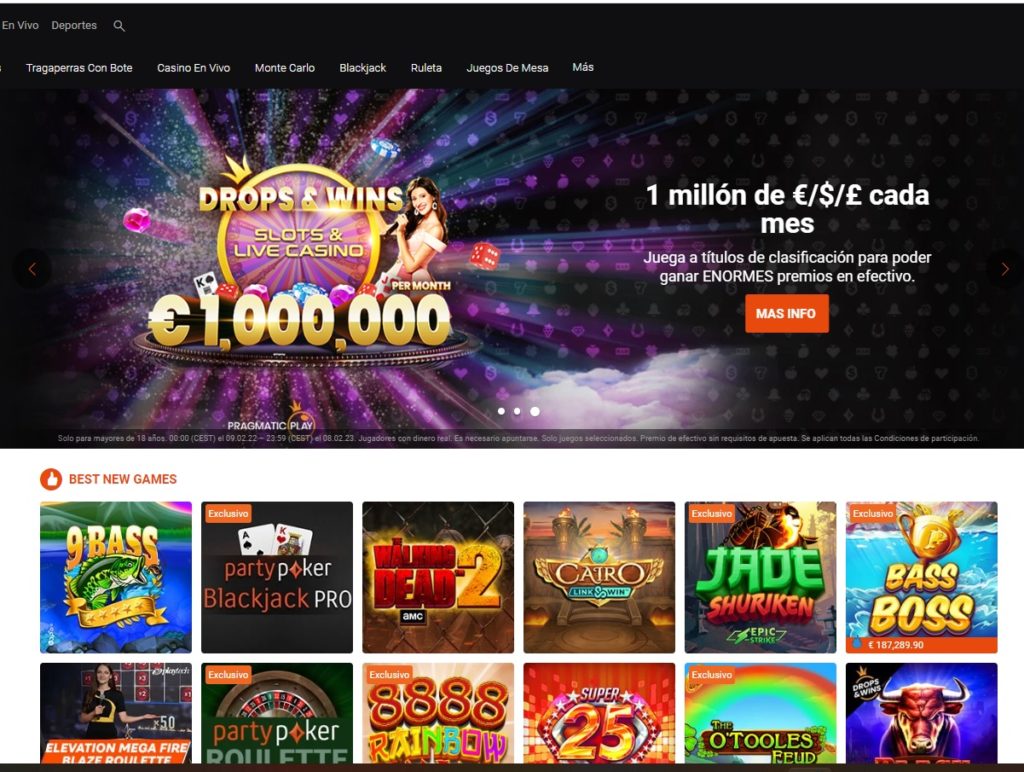 Juegos de casino para jugar en Party Poker