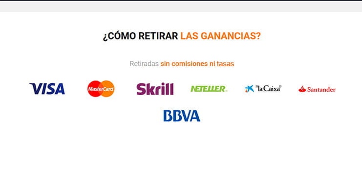Métodos de pago y de retiro