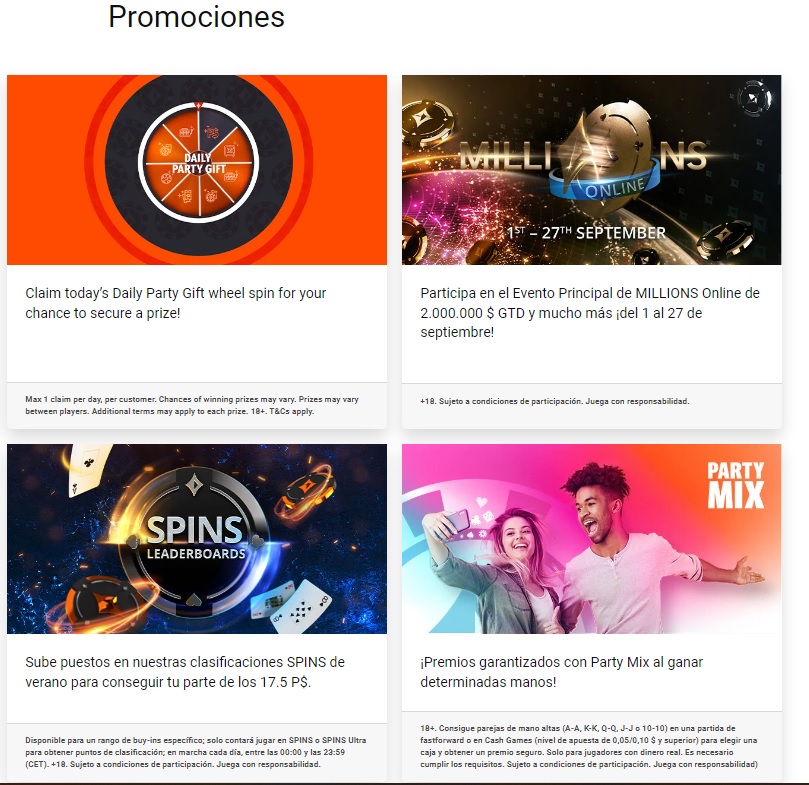 Promociones y ofertas de Party Poker