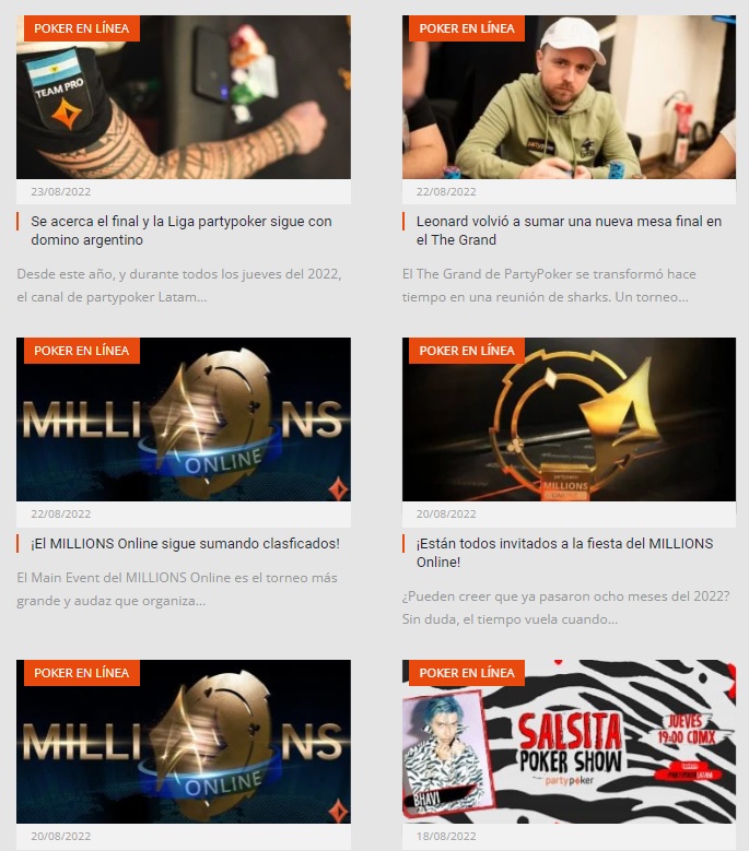 Tipos de juegos de Party Poker